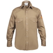 Flame Resistant Welding FR Shirt - 100% C - Light Weight - 7 oz (Size: Medium, Color: Khaki)