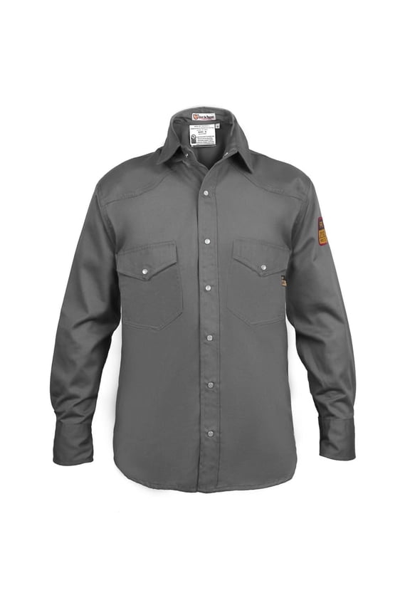 Flame Resistant Welding FR Shirt - 100% C - Light Weight - 7 oz (XLarge, Dark Grey)