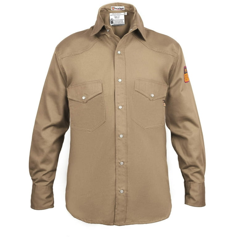 Flame Resistant FR Shirt 88/12 (4XLarge, Khaki)