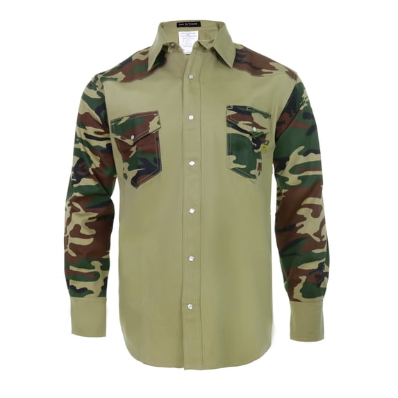 Flame Resistant FR Shirt 88/12 Cotton Nylon blend 7 oz twill - Western Style - 2 tone