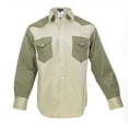 thumbnail image 1 of Flame Resistant FR Shirt 88/12 Cotton Nylon blend 7 oz twill - Western Style - 2 tone (Khaki/Army Green - XL), 1 of 5