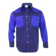 thumbnail image 1 of Flame Resistant FR Shirt 88/12 Cotton Nylon blend 7 oz twill - Western Style - 2 tone (Navy Blue/Royal Blue - XL), 1 of 5