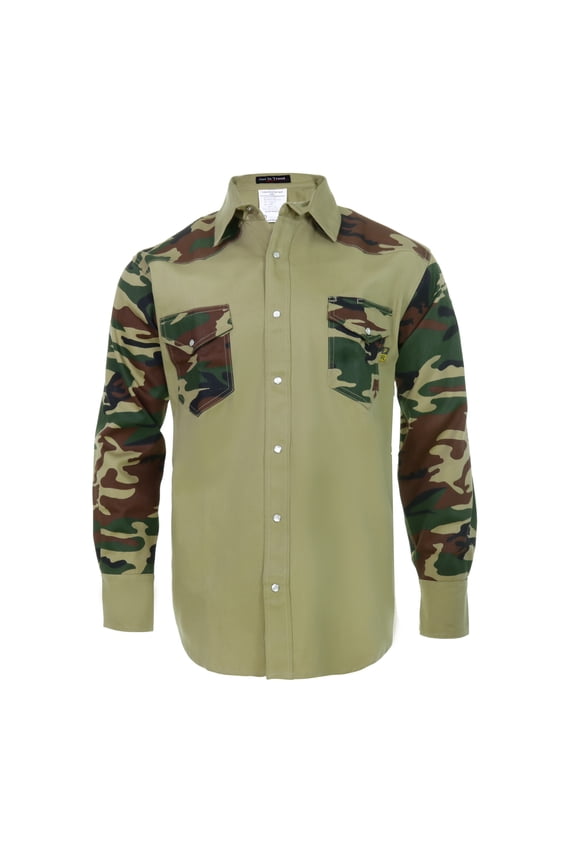 Flame Resistant FR Shirt 88/12 Cotton Nylon blend 7 oz twill - Western Style - 2 tone