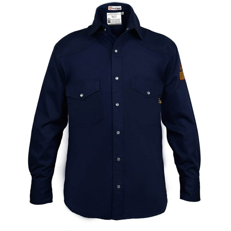Flame Resistant FR Shirt 88/12 (Medium, Navy Blue)