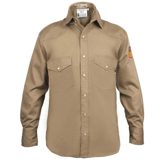 Flame Resistant FR Shirt - 88/12 (Size: Small, Color: Khaki)