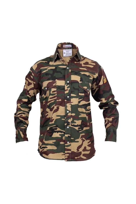 Flame Resistant FR Shirt Military Camo - 2XL - 100%C 7 oz