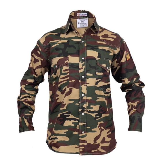 Flame Resistant FR Shirt Military Camo - L - 100%C 7 oz