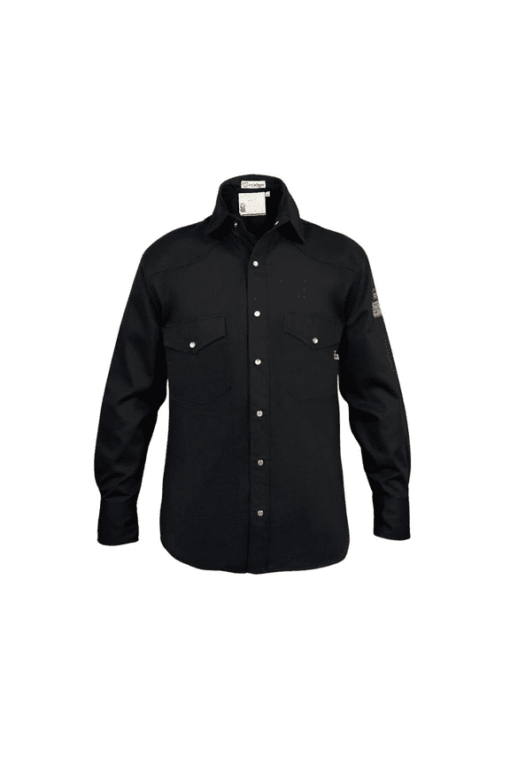 Flame Resistant FR Welding Shirt - 100% C - Heavyweight 9 oz (2X-Large, Black)