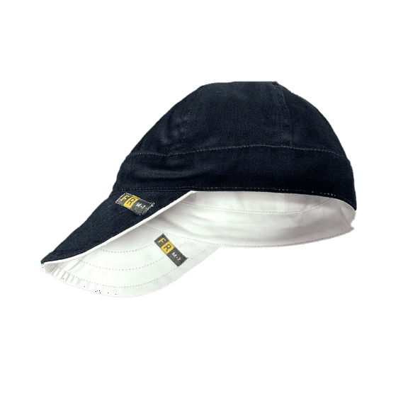 Flame Resistant Flex fit Welding Cap - Reversible - 100%C - 7 oz - Light Weight - White / Black - M