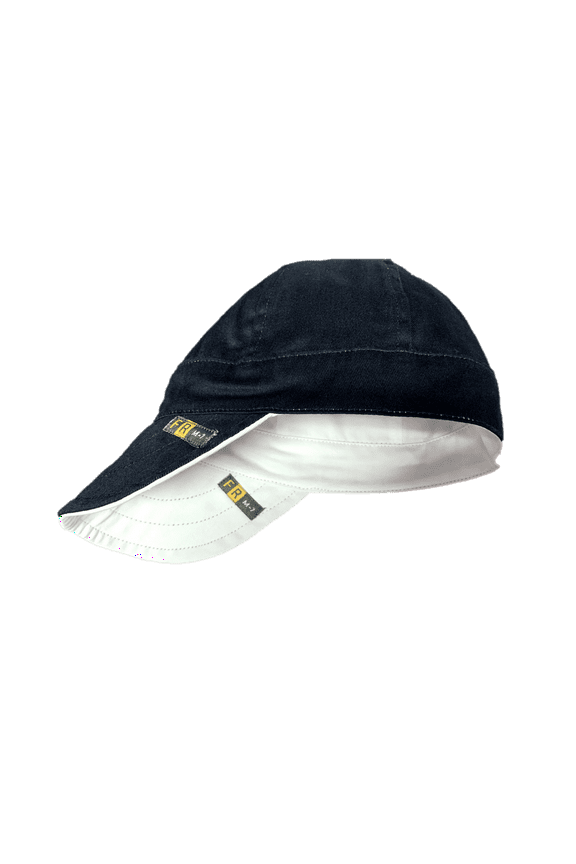 Flame Resistant Flex fit Welding Cap - Reversible - 100%C - 7 oz - Light Weight - White / Black - M