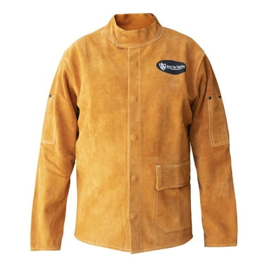 Flame Resistant Heavy Duty Genuine Cowhide Leather Welding Jacket for Men, Small