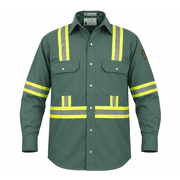 Flame Resistant High Visibility Hi Vis FR Shirt - 100% C - 7 oz 3X-Large, Green