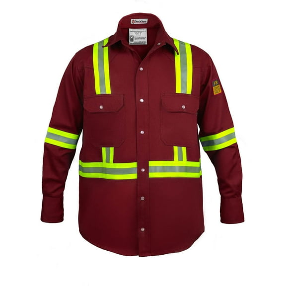 Flame Resistant High Visibility Hi Vis FR Shirt - 100% C - 7 oz (4X-Large,Maroon)