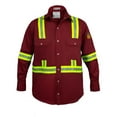 thumbnail image 1 of Flame Resistant High Visibility Hi Vis FR Shirt - 100% C - 7 oz (Small,Maroon), 1 of 6