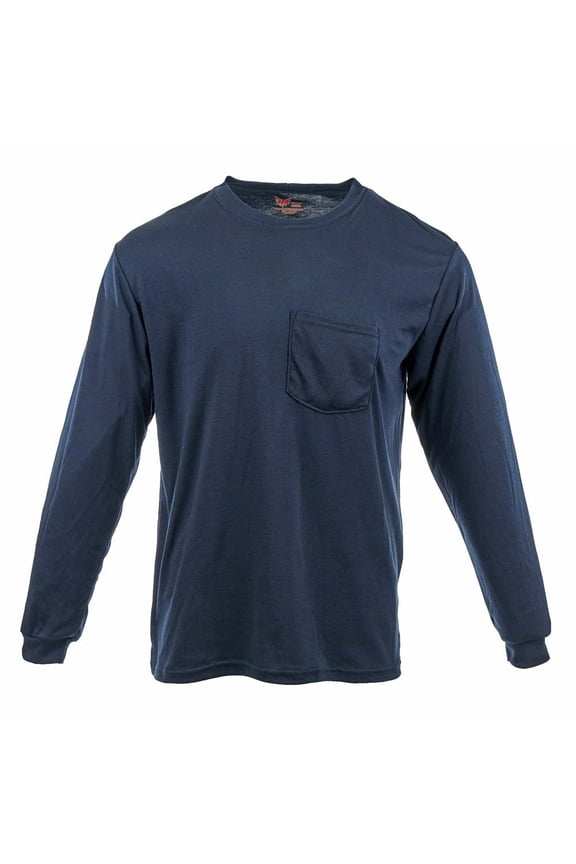 Flame Resistant T Shirts, CAT2 Long Sleeve Shirt, Blue, 3X-Large, SAFEGEAR
