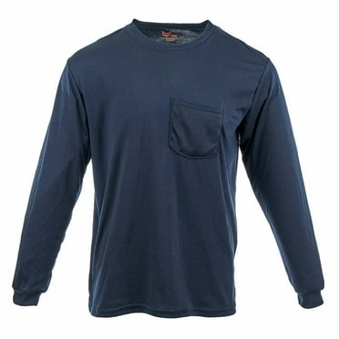 Flame Resistant T Shirts, CAT2 Long Sleeve Shirt, Blue, Large, SAFEGEAR