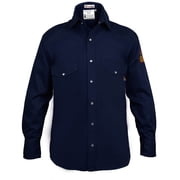 Flame Resistant Welding FR Shirt - 100% C - Light Weight - 7 oz (3XLarge, Navy Blue)