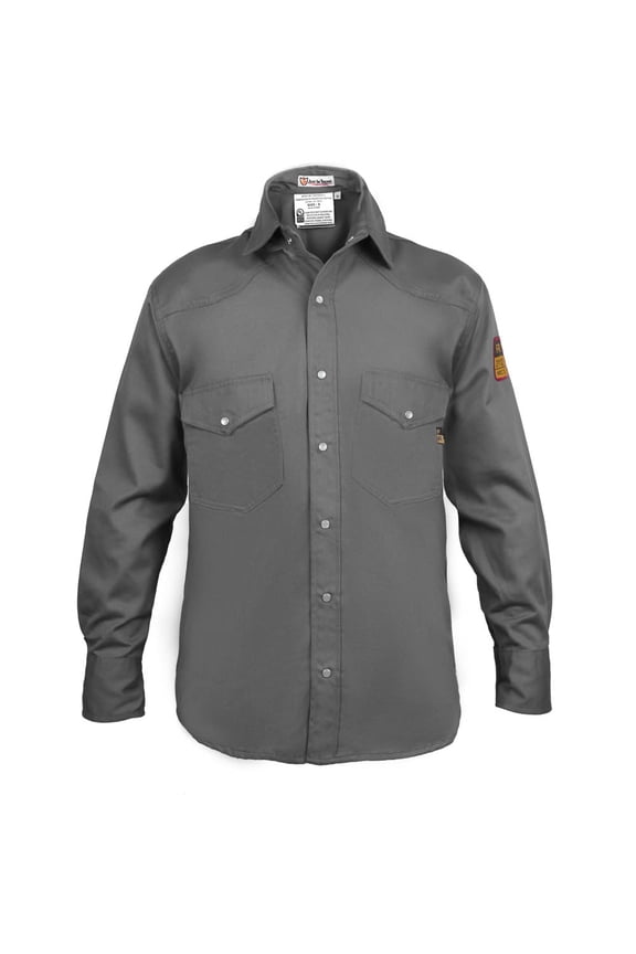 Flame Resistant Welding Safety Shirt, 7 oz, Dark Grey, Large