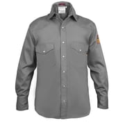 Flame Resistant FR Welding Shirt - 100% C - Heavyweight 9 oz (3X-Large, Light Grey)