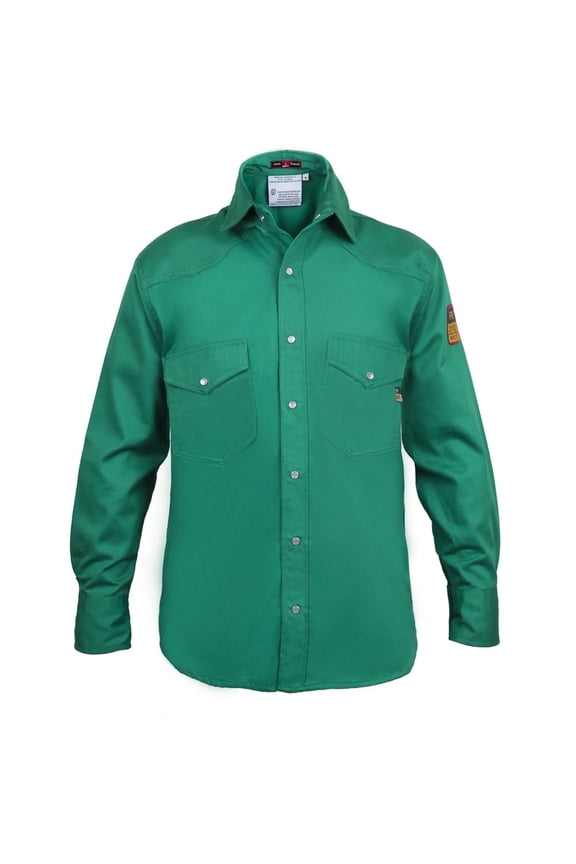 Flame Resistant FR Welding Shirt - 100% C - Heavyweight 9 oz (3X-Large, Welders Green)