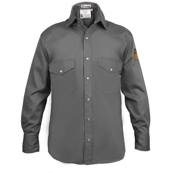 Flame Resistant FR Welding Shirt - 100% C - Heavyweight 9 oz (4X-Large, Dark Grey)