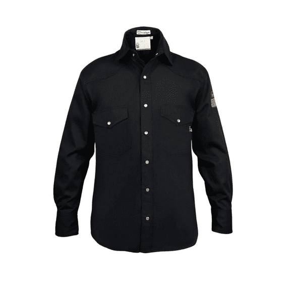 Flame Resistant FR Welding Shirt - 100% C - Heavyweight 9 oz (Small, Black)