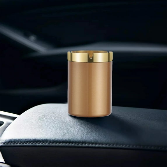 Flame Retardant Metal Car Ashtray - Stainless Steel, Waterproof, Funnel Lid, Easy Clean, 7.5x7.5x11cm, Black - Stylish Auto Accessory for Car, Office, Home