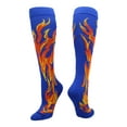thumbnail image 1 of Royal/Orange/Gold Over-the-Calf Flame Socks – Kids & Youth Athletic Socks for Sports Teams – Fun Fire Design, Moisture-Wicking, Compression Support – Large, 1 of 2