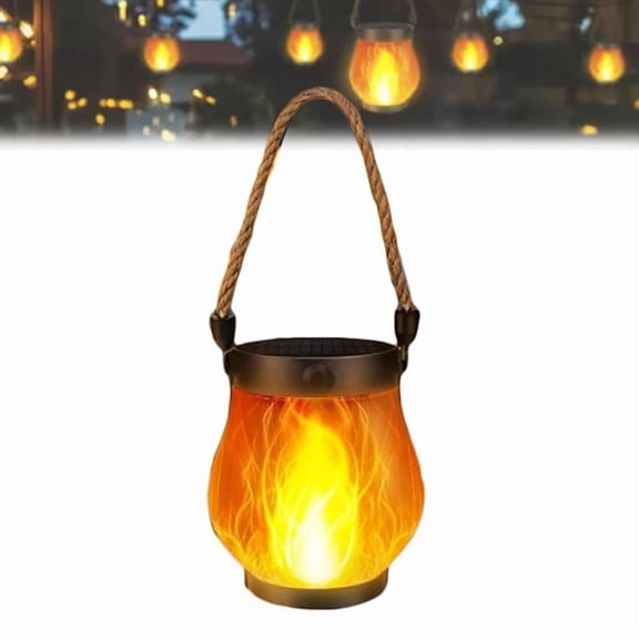 Flame Solar Lantern Magical Dancing Flames Outdoor Lights Solar Torch Lights Flickering Flames Hanging Waterproof Light