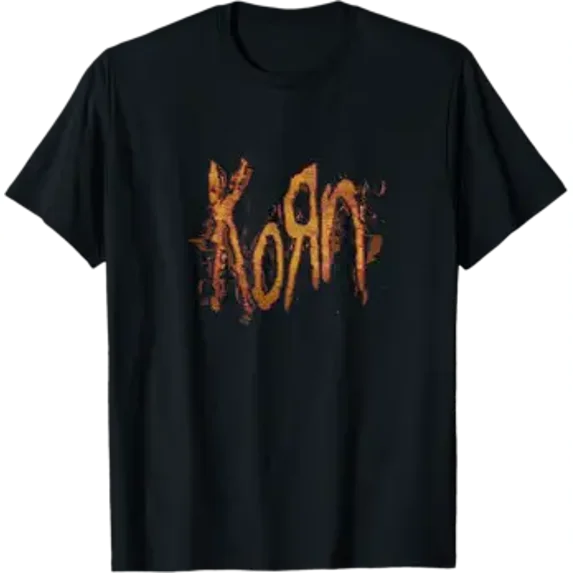Flame Style Distressed Logo Graphic T-Shirt, Vintage Grunge Fire Text ...