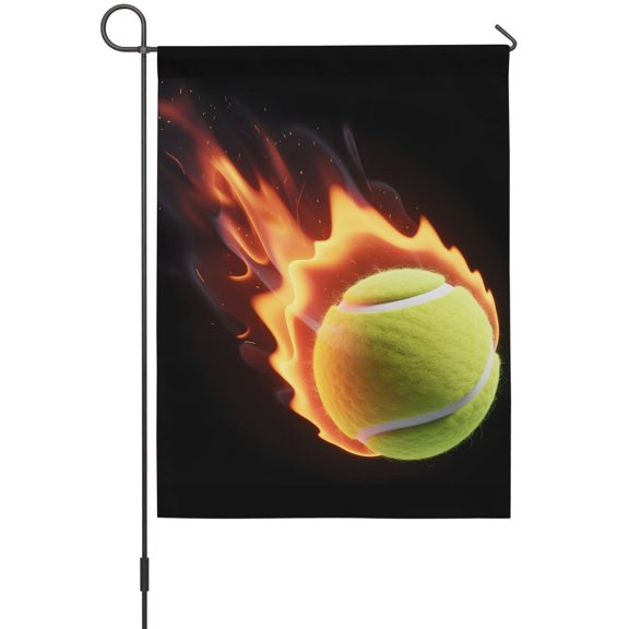 Flame Tennis Ball Garden Flag 28x40 Inch Sports Black Background Abstract Double Sided Outdoor Garden Flags Welcome House Flag Decorative Yard Flags for Outside Holiday Decoration