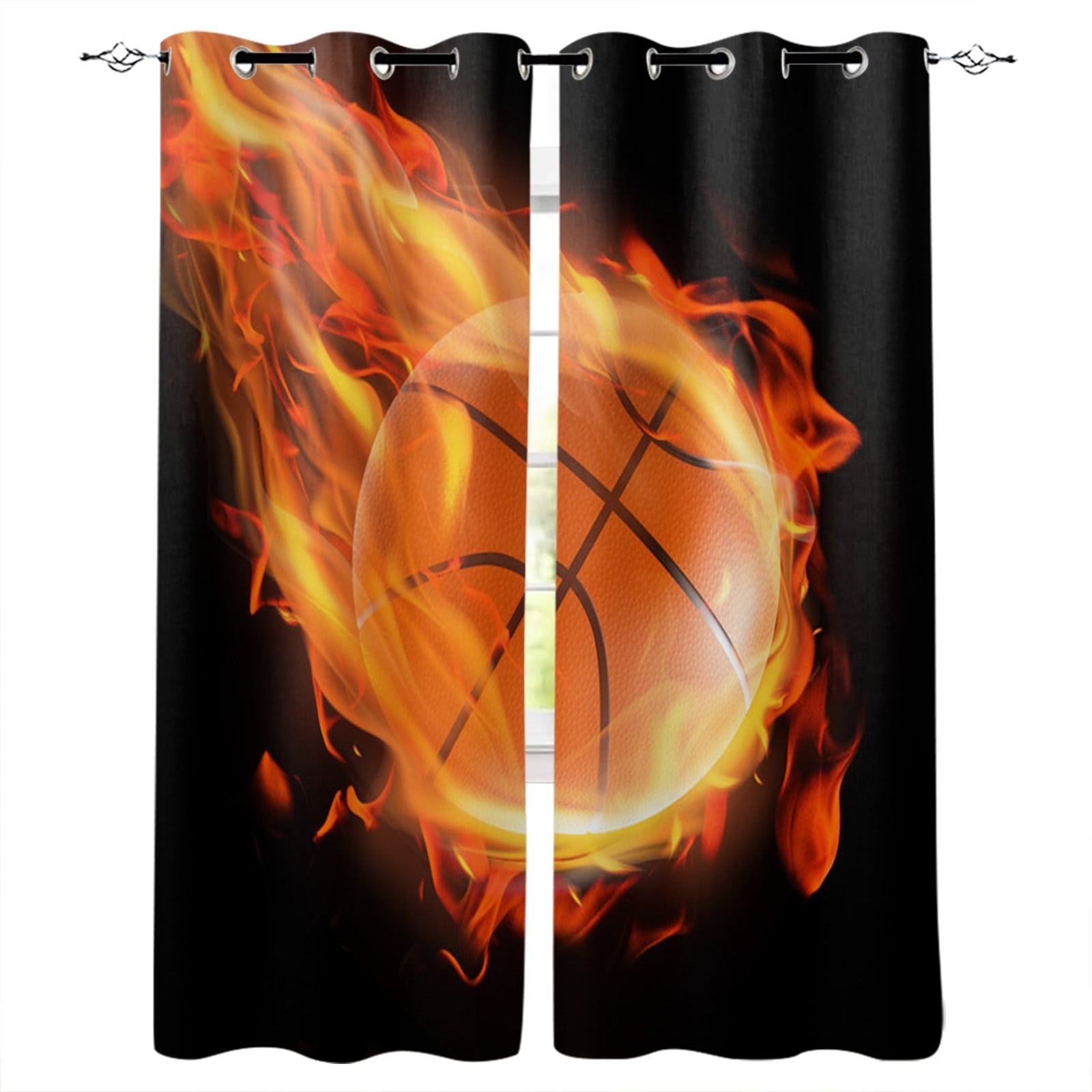 Flame Tennis Black Curtains For Living Room Bedroom Window Treatment ...