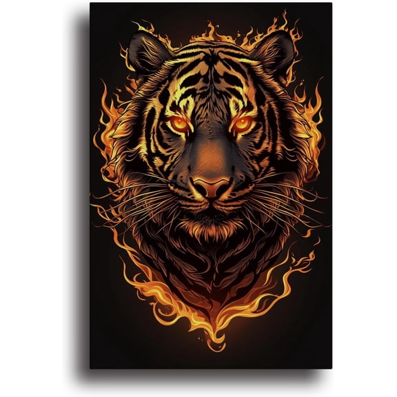 Flame Tiger Canvas Wall Art Prints Wall Decor Modern Decor Bedroom Room Decor 8x12 inch Unframed