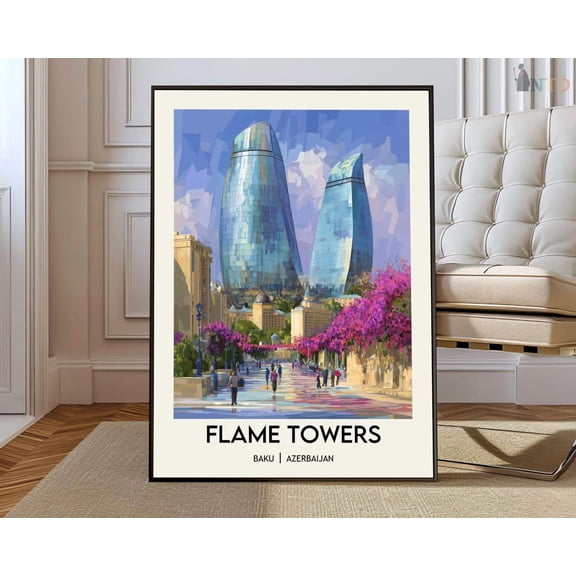 Flame Towers Baku Azerbaijan Poster Unframed Paper Print
