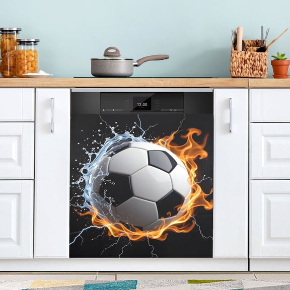 Flame Water Wrap Football Dishwasher Magnet Refrigerator Magnetic Cover Washing Machine Magnet Sticker Kitchen Decor