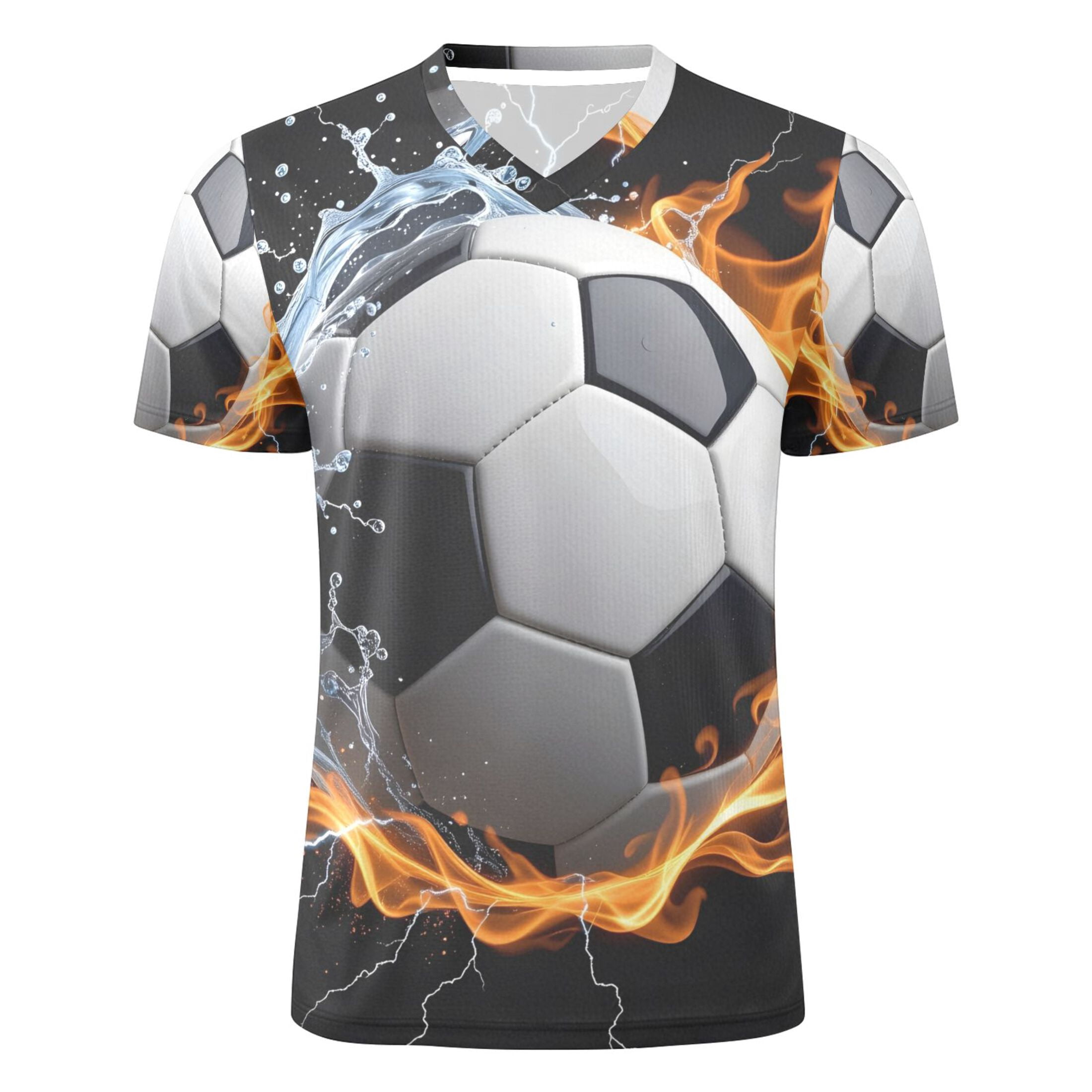 Flame Water Wrap Football Men's Sports Jerseys Athletic T-Shirt Football Referee Short Sleeves Shirt L