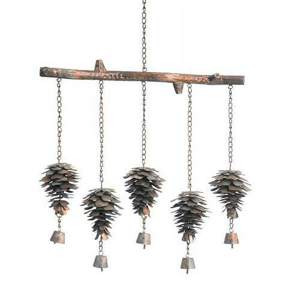 Flamed Copper Pine Cone Wind Chimes