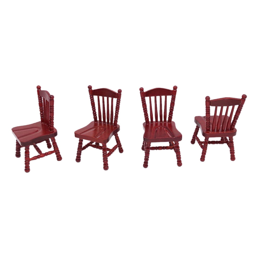 Flameee Vintage Mini Dollhouse Furniture Carved Chairs Miniature Kids