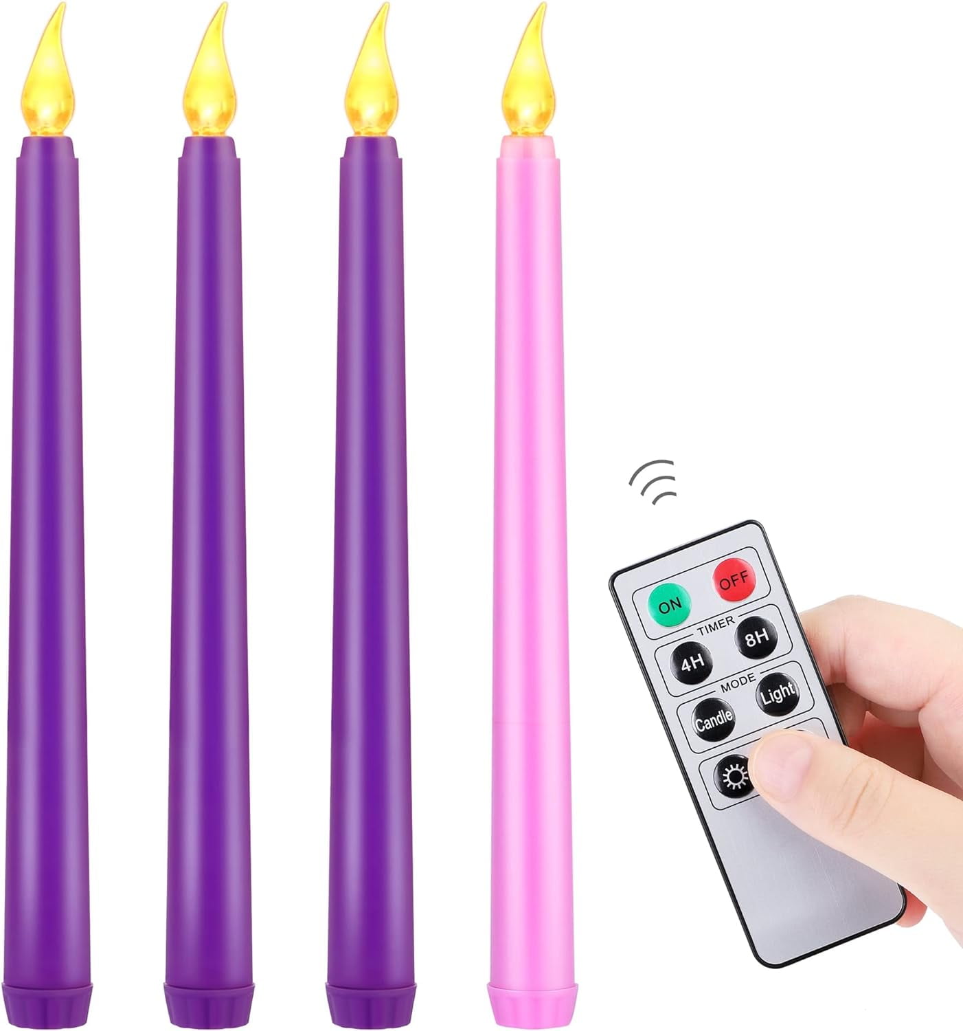 Flameless Advent Candle Set 4 Pack, 10.6 Inch LED Taper Candlesticks