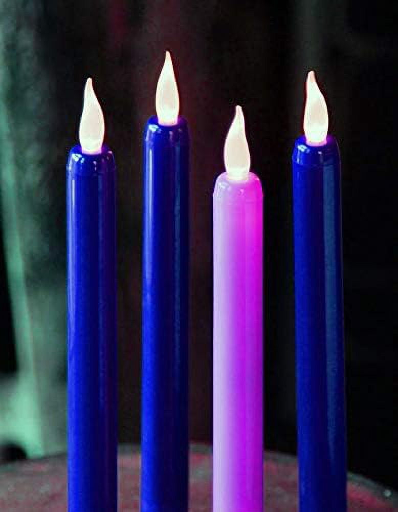 Flameless Advent Candle Set 4Piece Advent Taper Candles Blue and Soft White Flickering Flame