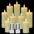 Flameless Battery Operated LED Candles 3D Wick with10 Key Button Remote