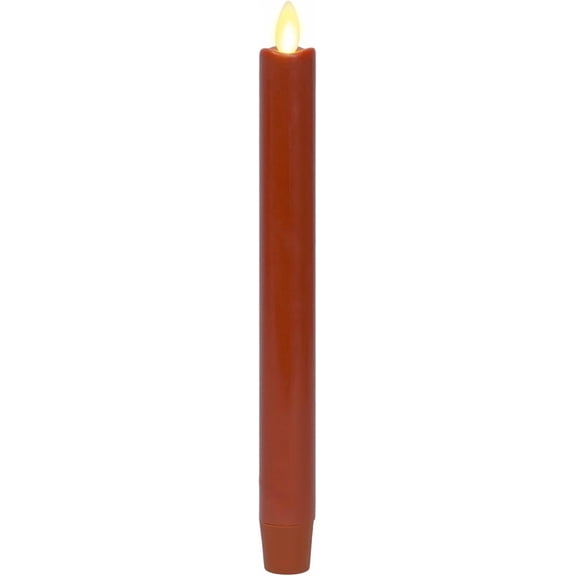 Flameless Battery Operated Taper Candle Burnt Orange Pack of 1 1x9.5 Inch LED Flickering Flame Bestseling