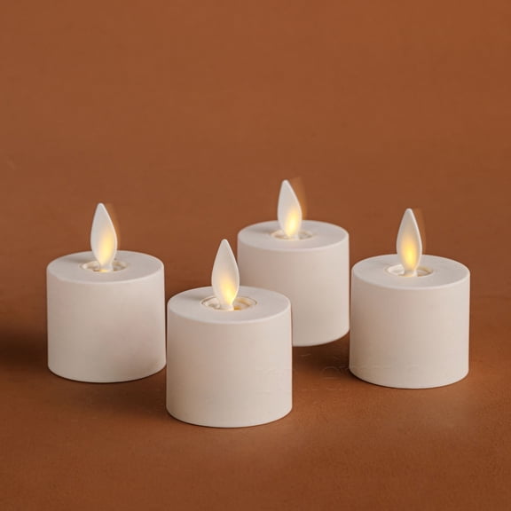 Flameless Battery Operated Tealight Candles w/Remote Moving Wick 4pc