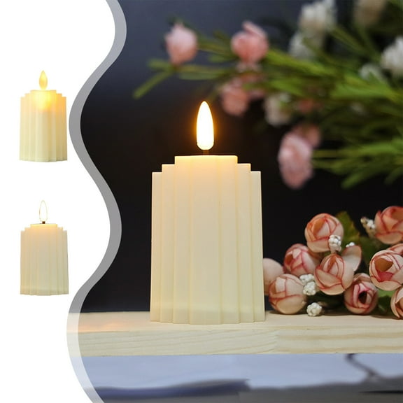 Flameless Candle,Flashing LED Pillar Real Wax Candle,Upgraded Teardrop Wick,Battery-Operated Electronic Ivory Candle for Wedding Holiday Party Home Decoration