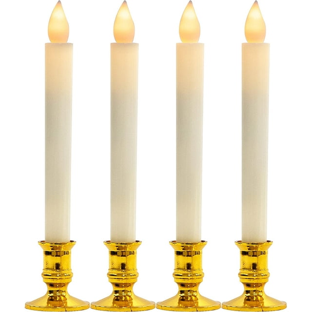 Flameless Candle Set Battery Powered Taper Candles with Off Switch