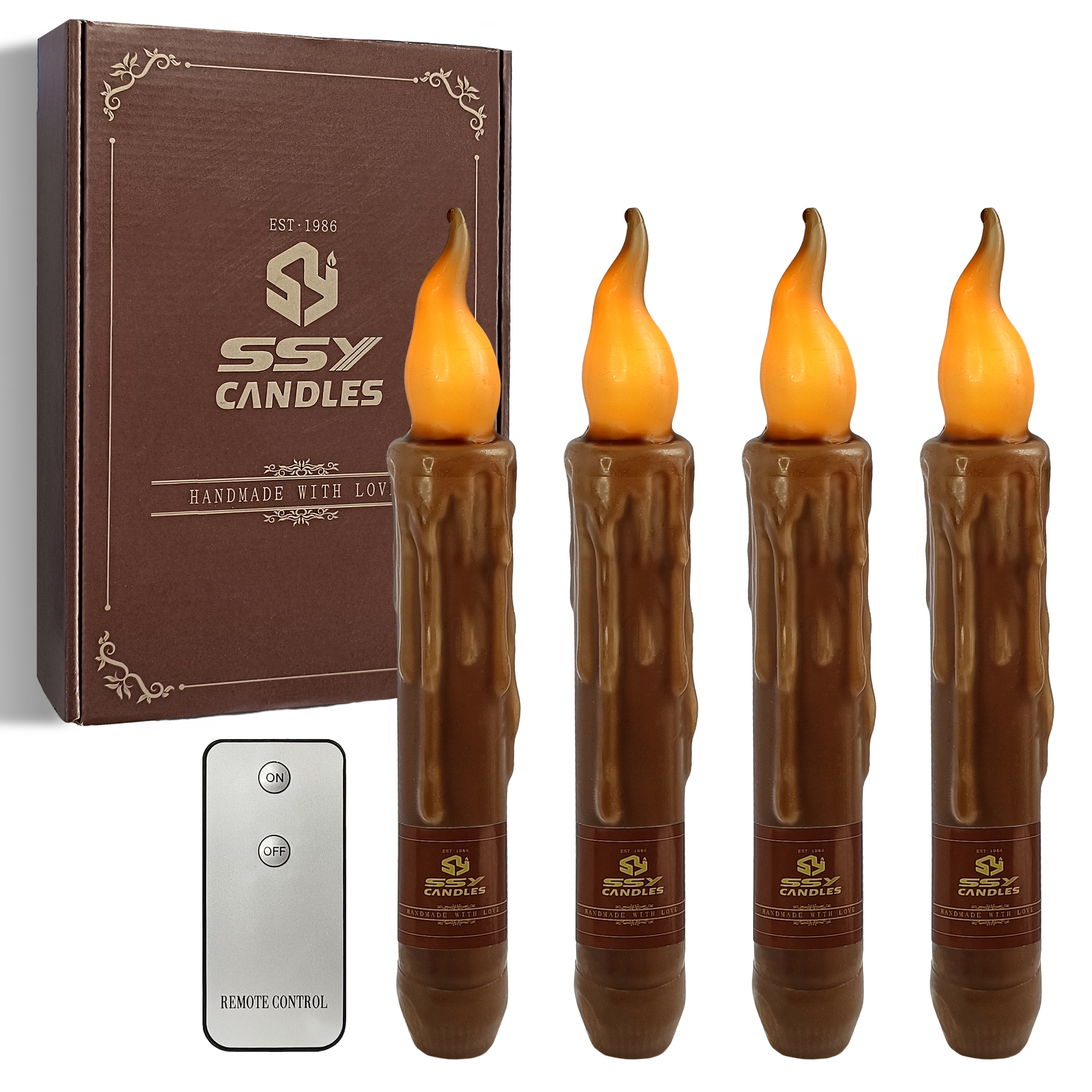 Flameless Candle Taper Candlesticks,4pcs Real Wax LED Tapered Dipped Candles 6 INCH Battery Powered Chandelier Remote Candle Sticks for Weddings Vigil Harry Potter