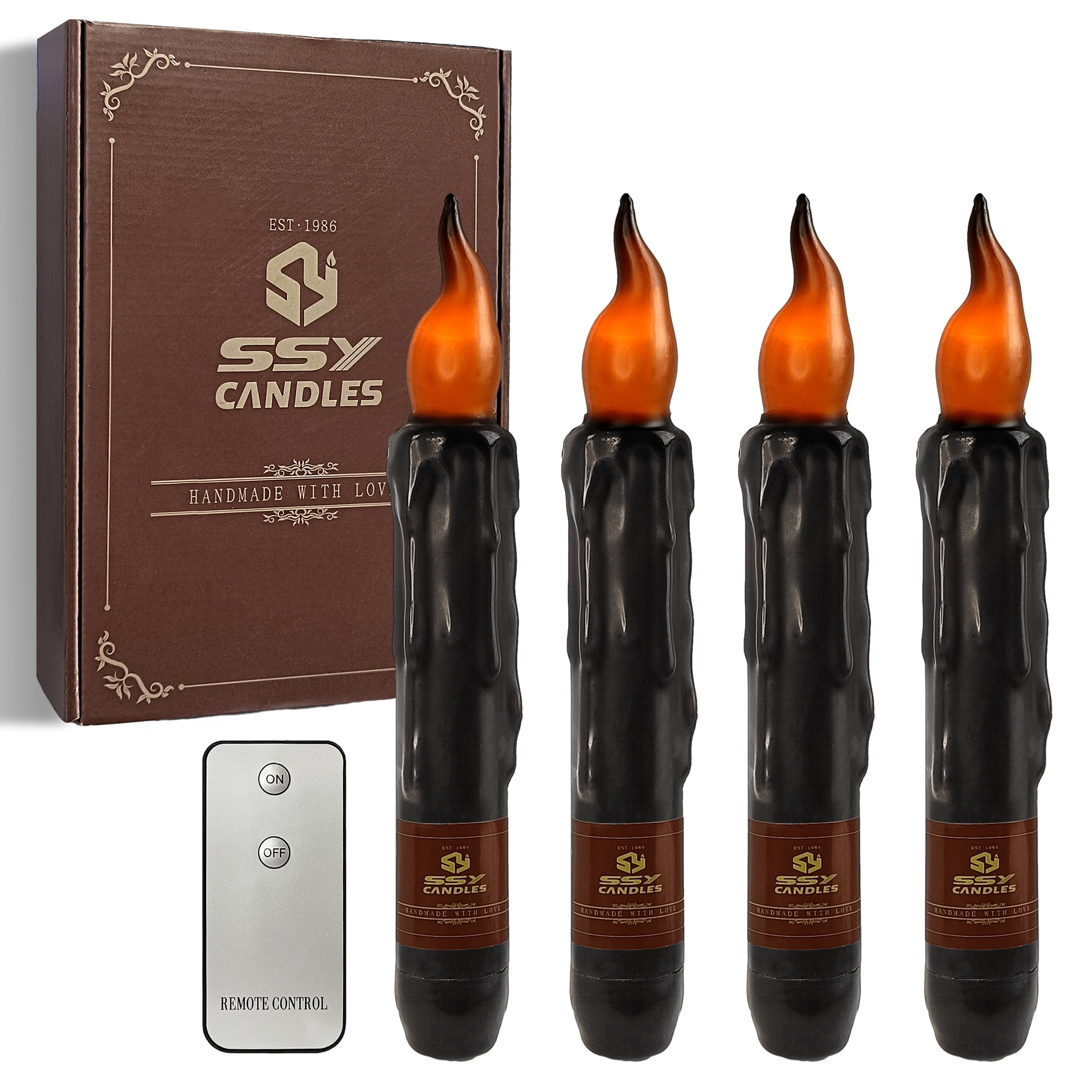 Flameless Candle Taper Candlesticks,4pcs Real Wax LED Tapered Dipped Candles 6 INCH Battery Powered Chandelier Remote Candle Sticks for Weddings Vigil Harry Potter