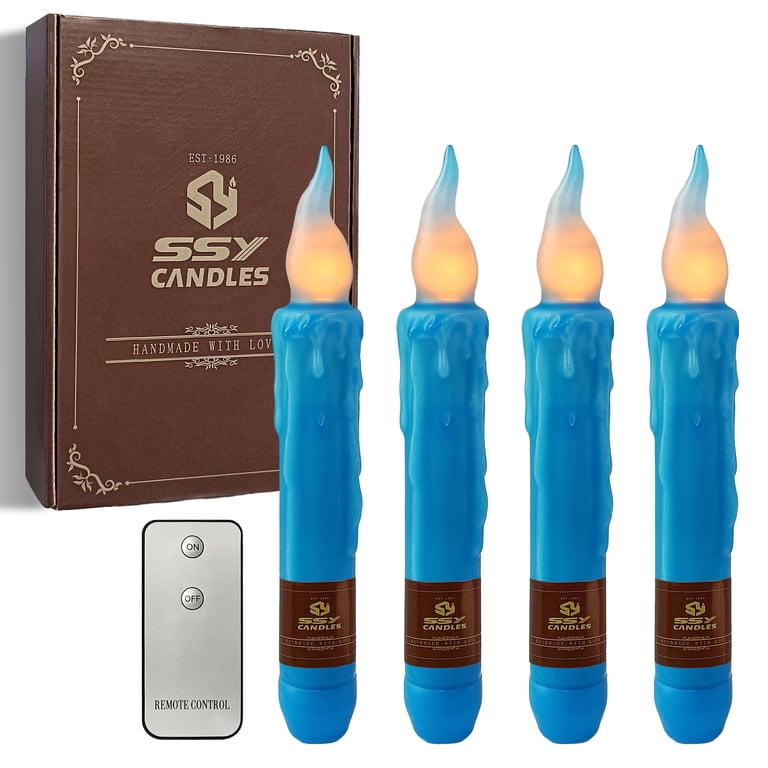 Flameless Candle Taper Candlesticks,4pcs Real Wax LED Tapered Dipped Candles 6 INCH Battery Powered Chandelier Remote Candle Sticks for Weddings Vigil Harry Potter