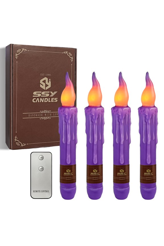 Flameless Candle Taper Candlesticks, 4pcs Real Wax LED Tapered Dipped Candles 6 Inch Battery Powered Chandelier Remote Candle Sticks for Weddings Vigil Harry Potter