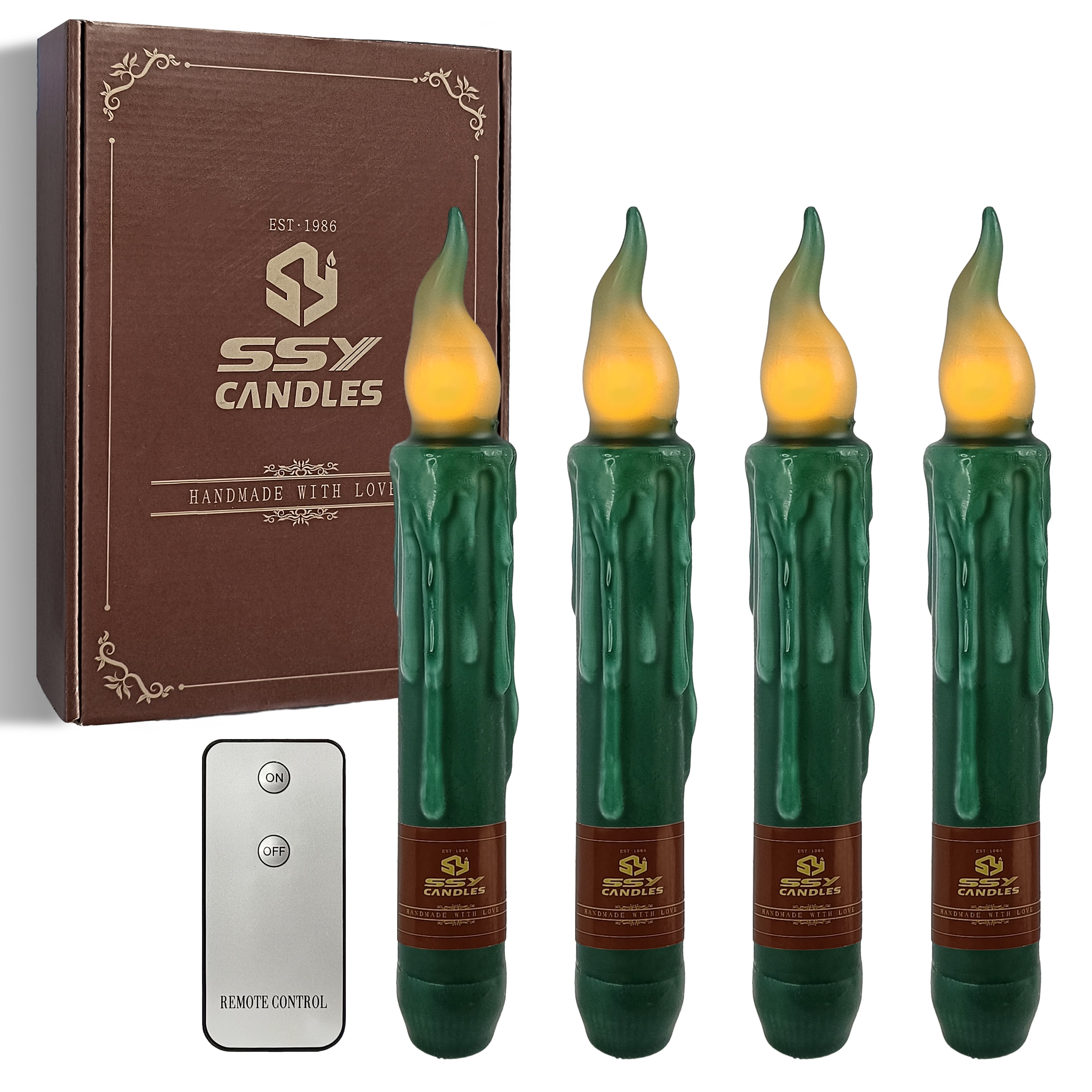 Flameless Candle Taper Candlesticks, 4pcs Real Wax LED Tapered Driped Candles 6 INCH Battery Powered Remote Candle Sticks with Remote Control for Weddings Home Decoration Christma